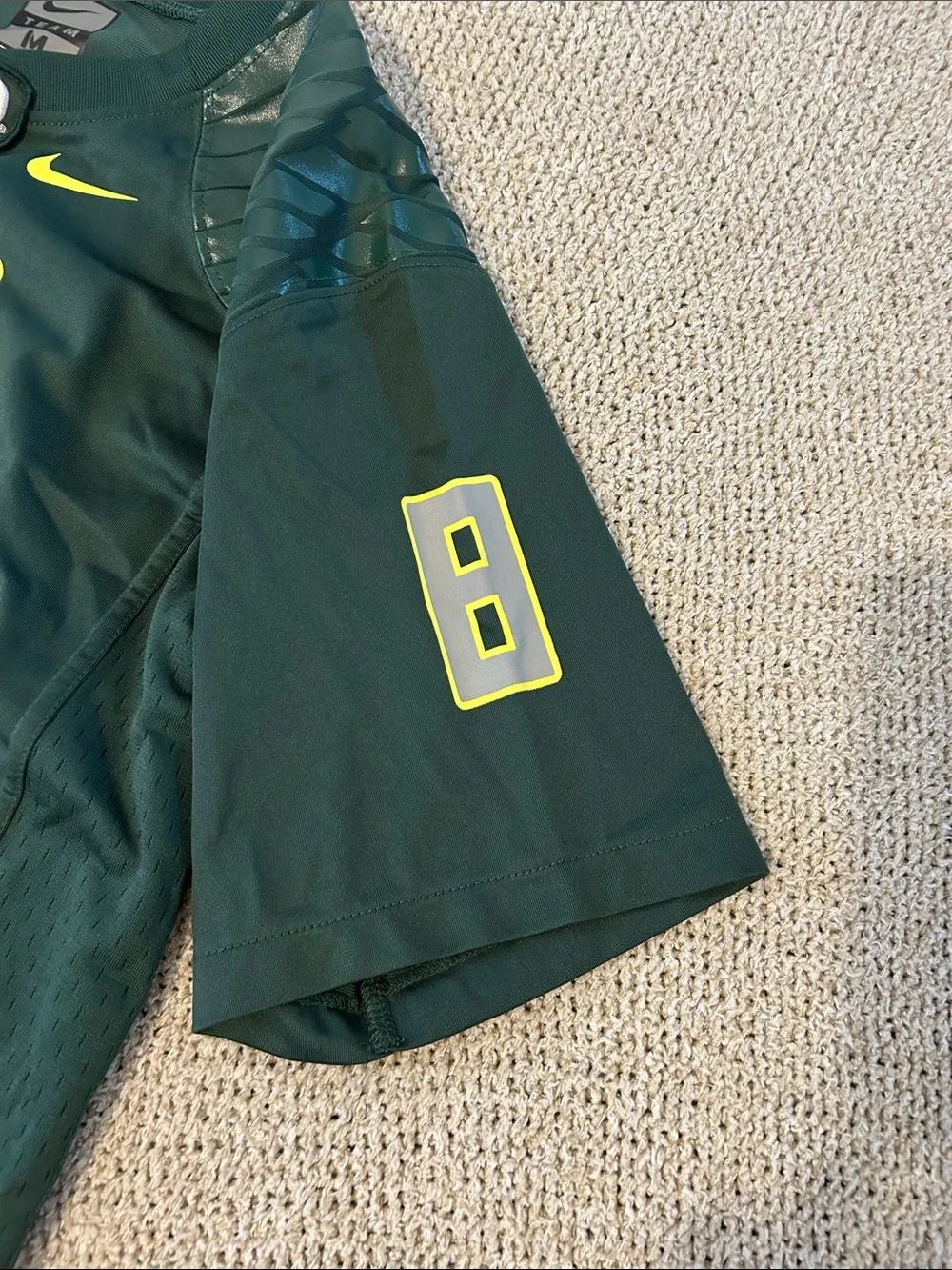 Nike Green Oregon Ducks #8 Football Jersey with Neon Yellow Trim